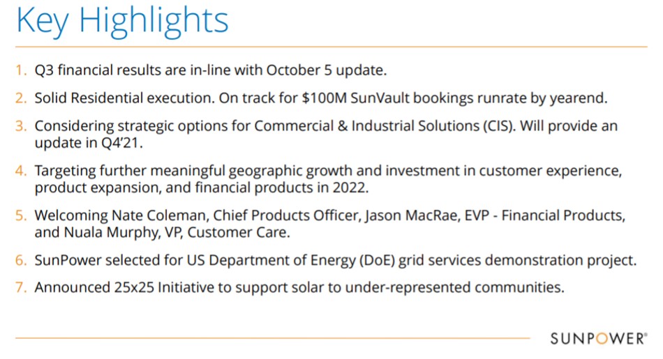 SunPower Corporation key highlights